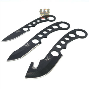 FROST CUTLERY SET FIXED BLADE KNIFE BLACK FINISH STAINLESS BLADE