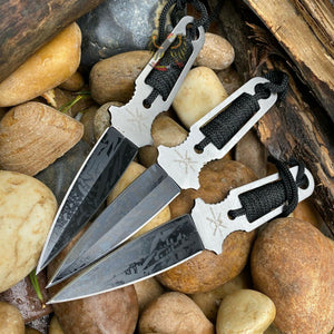 FROST CUTLERY THROWING SET FIXED BLADE KNIFE BLACK CORD WRAPPED HANDLE SET OF 3