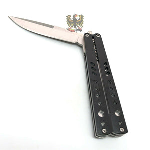 LINERLOCK ASSISTED OPENING BLACK ALUMINUM HANDLE SATIN FINISH STAINLESS BLADE