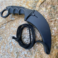 Load image into Gallery viewer, FIXED BLADE KARAMBIT KNIFE W/ BLACK FINGER GROOVED ABS HANDLE GLASS BREAKER