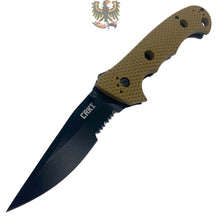 Load image into Gallery viewer, CRKT LINERLOCK FOLDING POCKET EVERYDAY CARRY KNIFE WITH DESERT TAN ZYTEL HANDLES
