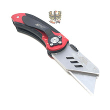 Load image into Gallery viewer, MTECH HEAVY DUTY BUTTON LOCK RED UTILITY KNIFE WITH ALUMINUM HANDLE