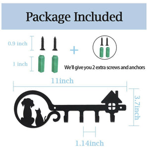 UptoBillions Decorative Wall Mounted Iron Key Holder, 11 inch with 4 Key Hooks