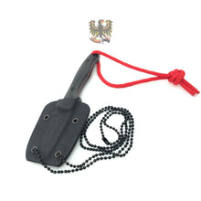 Load image into Gallery viewer, SHARP SOLID NECK KNIFE WITH DROP POINT BLADE  BLACK G10 HANDLE AND KYDEX SHEATH