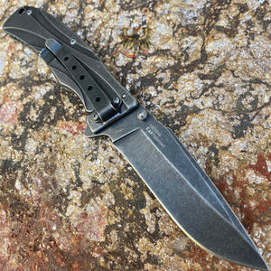 KERSHAW  MANIFOLD ASSISTED FLIPPER KNIFE 3.5" PLAIN BLACKWASH BLADE