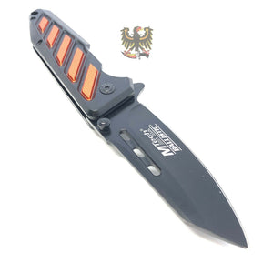 BLACK/ORANGE ASSISTED OPENING LINERLOCK FOLDING EVERYDAY CARRY POCKE KNIFE MTECH