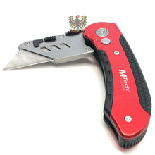 Load image into Gallery viewer, MTECH HEAVY DUTY BUTTON LOCK RED UTILITY KNIFE WITH ALUMINUM HANDLE