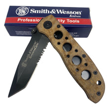 Load image into Gallery viewer, SMITH &amp; WESSON EXTREMEOPS SERRATED TANTO POINT LINERLOCK FOLDING POCKET KNIFE