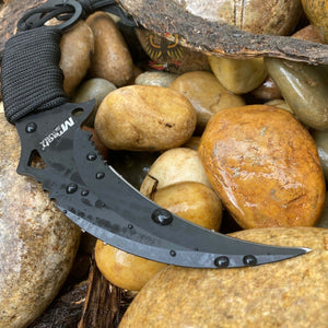 FIXED BLADE KARAMBIT MILITARY STYLE WITH BLACK CORD WRAPPED HANDLE KNIFE