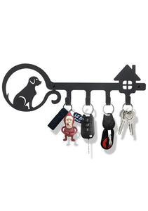UptoBillions Decorative Wall Mounted Iron Key Holder, 11 inch with 4 Key Hooks
