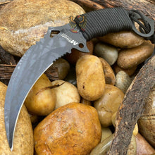 Load image into Gallery viewer, FIXED BLADE KARAMBIT MILITARY STYLE WITH BLACK CORD WRAPPED HANDLE KNIFE