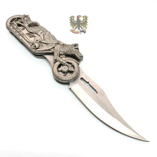 Load image into Gallery viewer, FOLDING POCKET KNIFE WOLF RIDER ASSISTED OPENING LINERLOCK MOTORCYCLE HARLEY