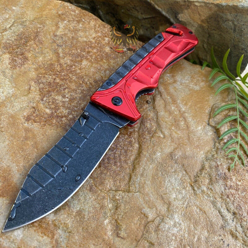 RESCUE LINERLOCK FOLDING POCKET KNIFE WITH GLASS BREAKER & BELT/CORD CUTTER