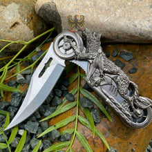 Load image into Gallery viewer, FOLDING POCKET KNIFE WOLF RIDER ASSISTED OPENING LINERLOCK MOTORCYCLE HARLEY