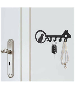 UptoBillions Decorative Wall Mounted Iron Key Holder, 11 inch with 4 Key Hooks