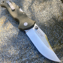Load image into Gallery viewer, COLD STEEL BUSH RANGER LITE FOLDING KNIFE 3.5&quot; PLAIN BLADE, OD GREEN GFN HANDLES