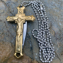 Load image into Gallery viewer, ROUGH RIDER  BRASS CROSS KNIFE WITH STAINLESS STEEL CONSTRUCTION