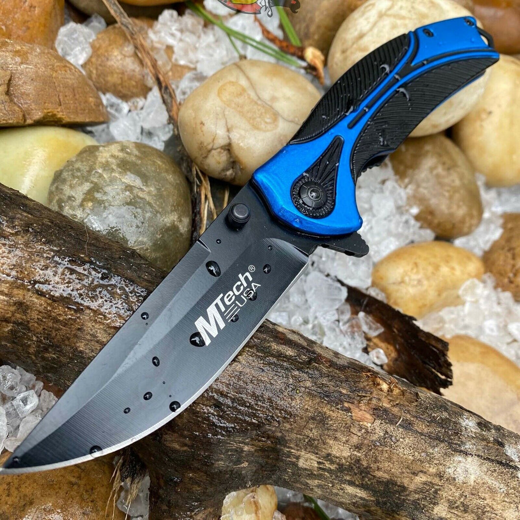 BLUE ASSISTED OPENING DROP POINT LINERLOCK FOLDING EVERY DAY CARRY POCKET KNIFE